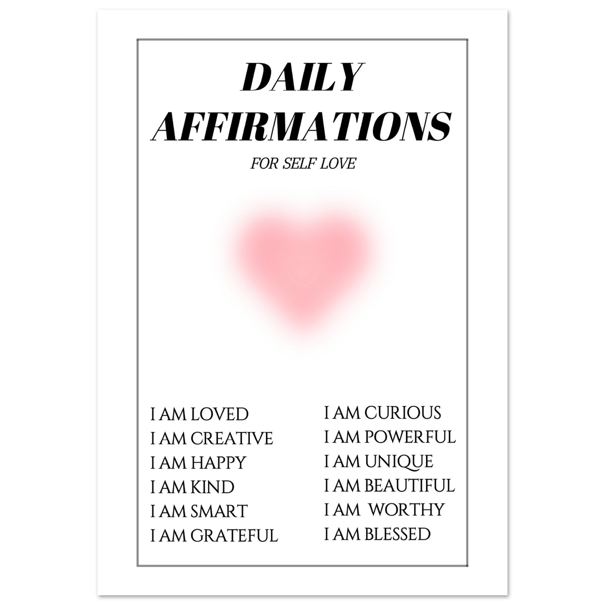 Daily affirmations for self love - Aurora Designs