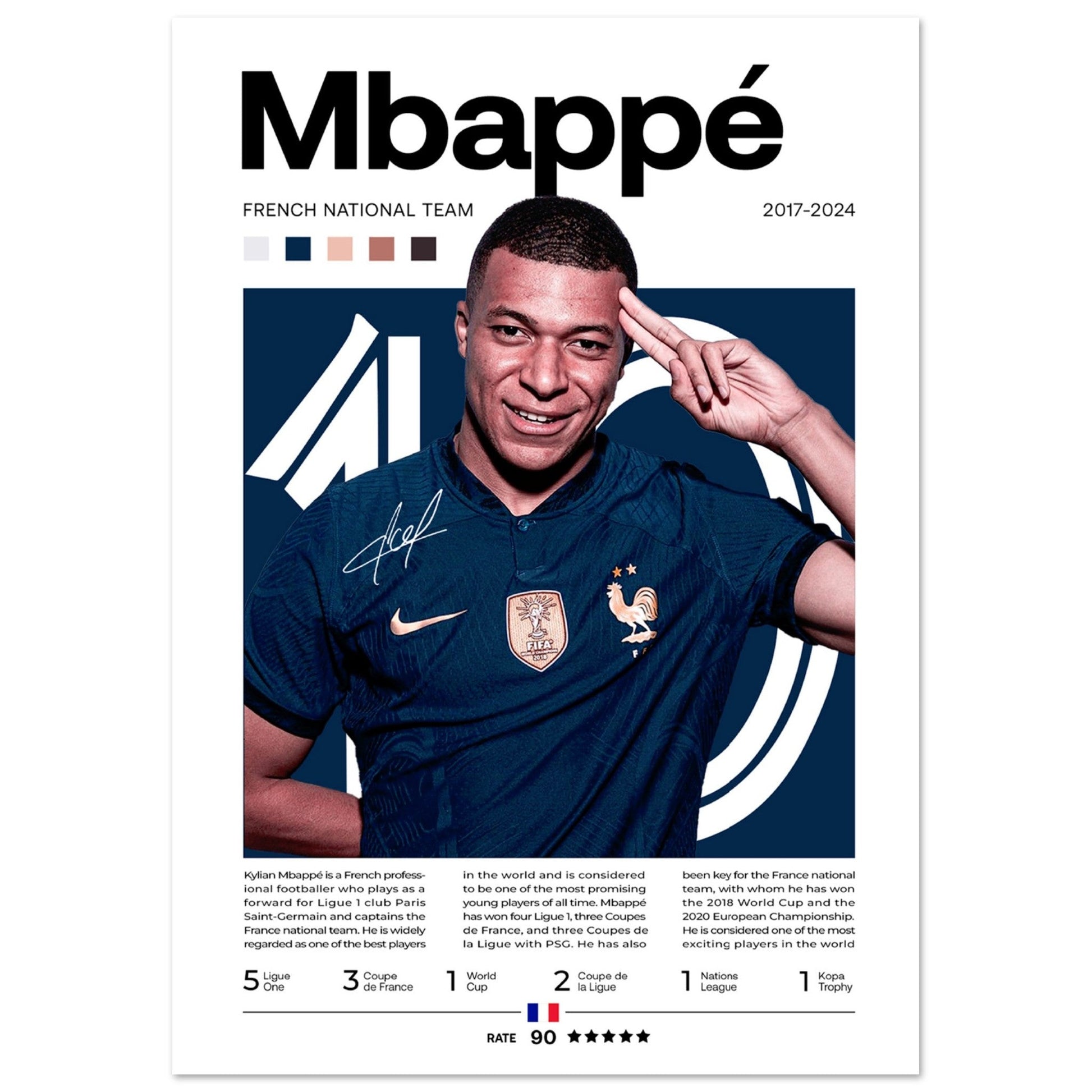 Kylian Mbappé - Französische Fußballnationalmannschaft Edition 1 - Aurora Designs