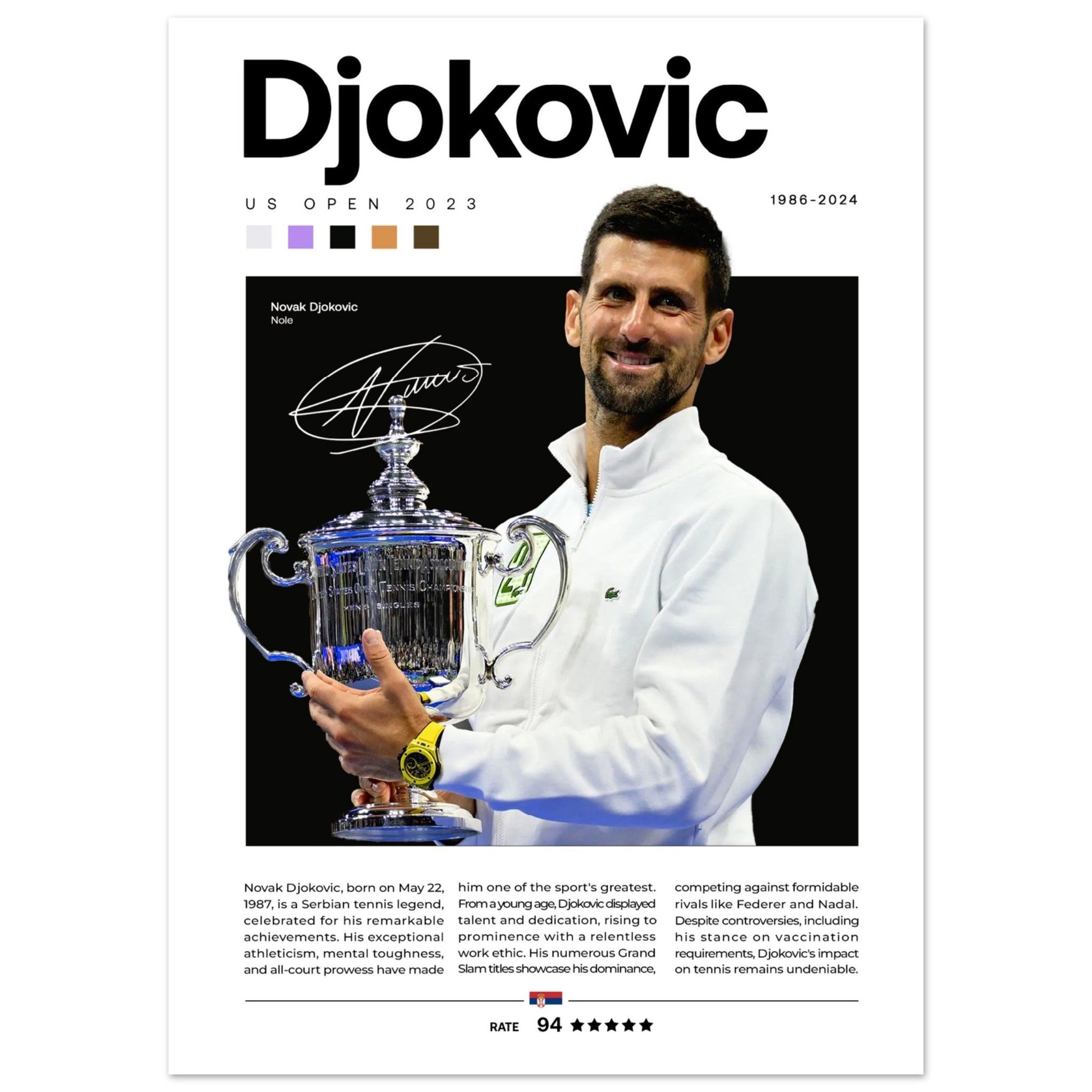 Novak Djokovic - US Open 2023 - Aurora Designs