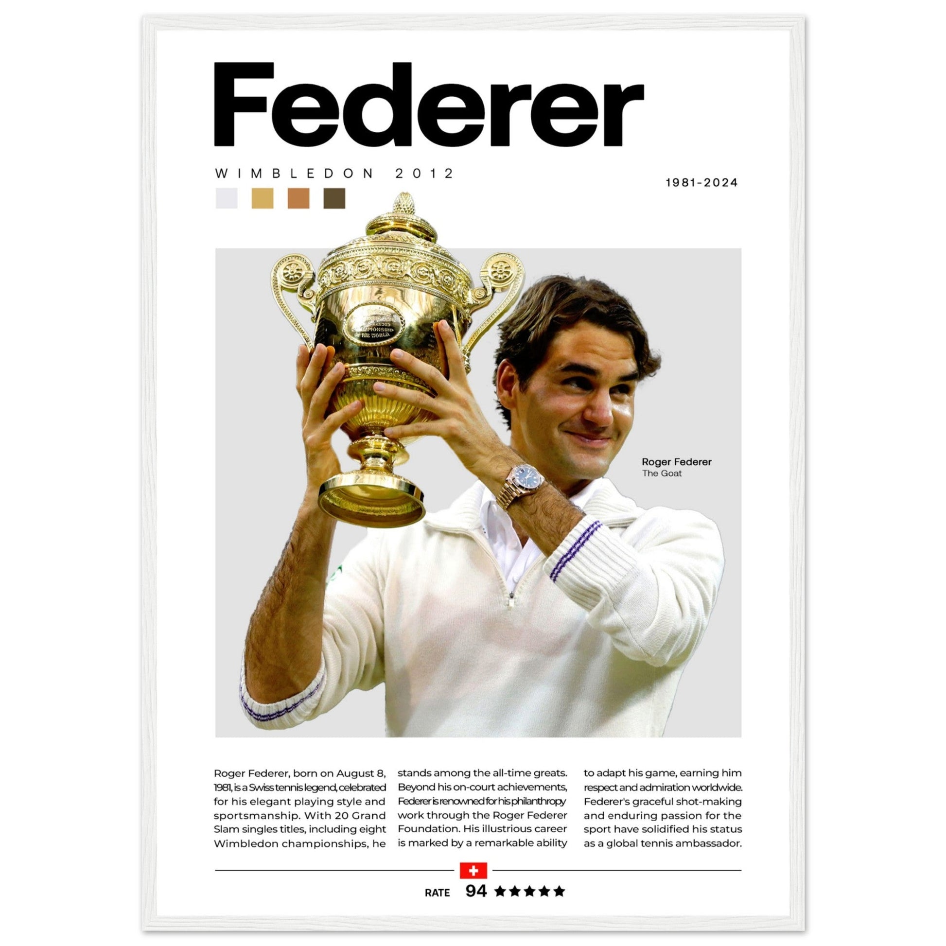 Roger Federer - Wimbledon Championships 2012 - Aurora Designs