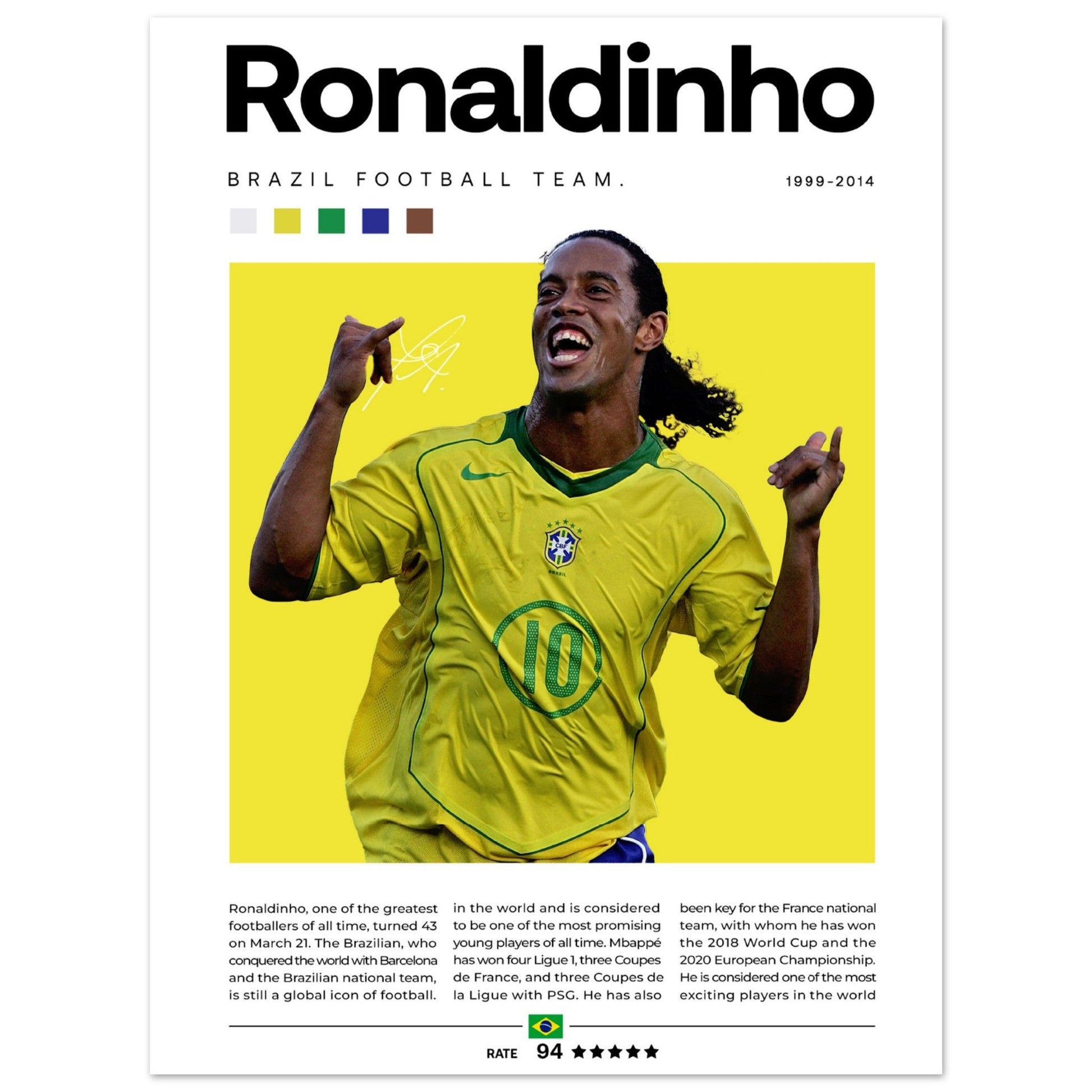 Ronaldinho - Brasilianische Fußballnationalmannschaft - Aurora Designs